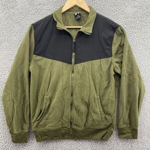 Russell Jacket Mens Medium Green Two Tone Full Zip‎ Soft Fleece Long Sleeve Coat